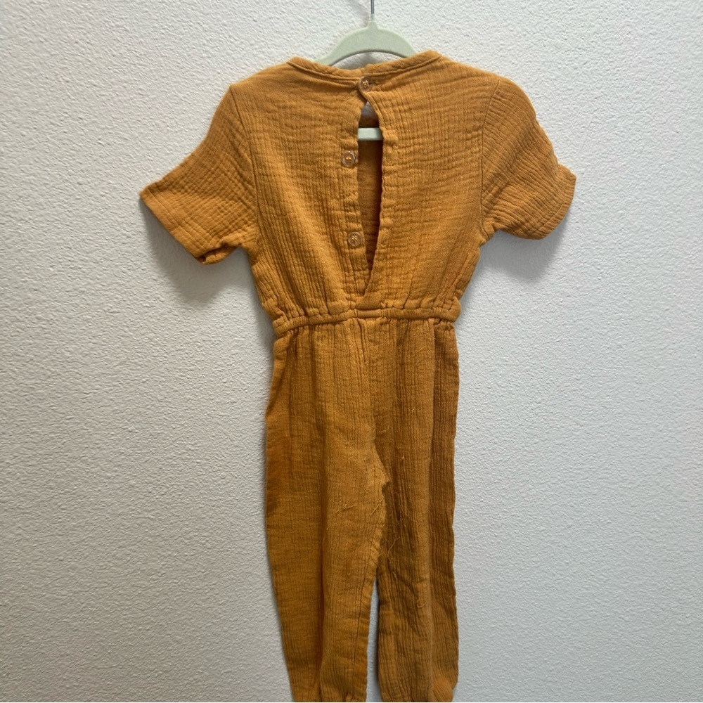 4/$20 100% Cotton Mustard Yellow Jumpsuit 18-24m - Picture 3 of 7